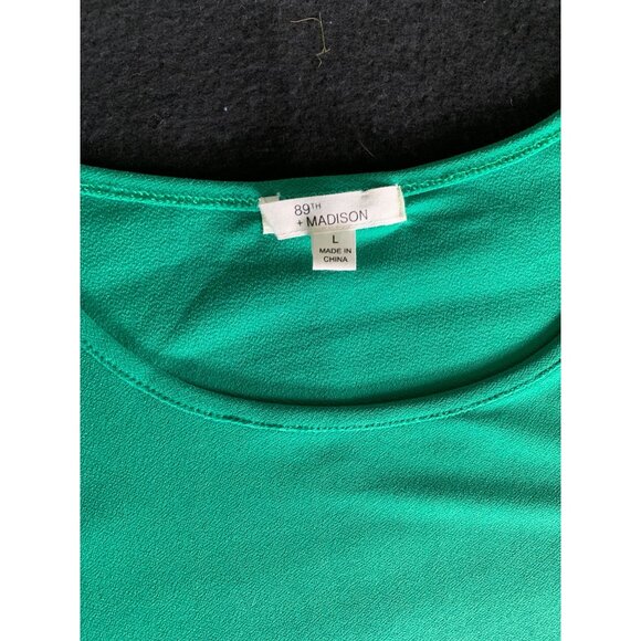 Green Button-Accent Short Sleeve Top By 89th & Madison Womens Size Large - Picture 3 of 9